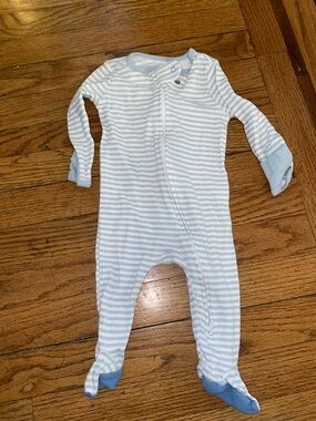 Cloud Island Baby Striped One-Piece Footed Pajamas - Light Blue/White size 3-6m